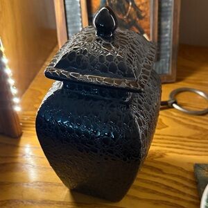 Textured Black Ceramic Jar